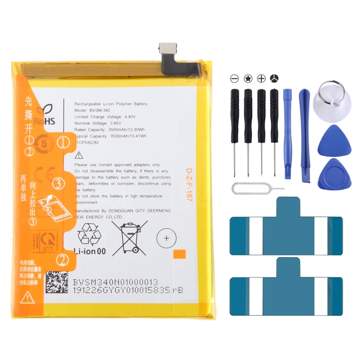 Sostituzione della batteria, For VSMART BVSM-420 4450mAh, For VSMART BVSM-330 3520mAh, For VSMART BVSM-620 4000mAh, For VSMART BVSM-340 3500mAh, For Vsmart joy 3 plus BVSM-430 5000mAh, For VSMART BVSM-220 2550mAh, For VSMART BVSM-230 BVSM230 3000mAh