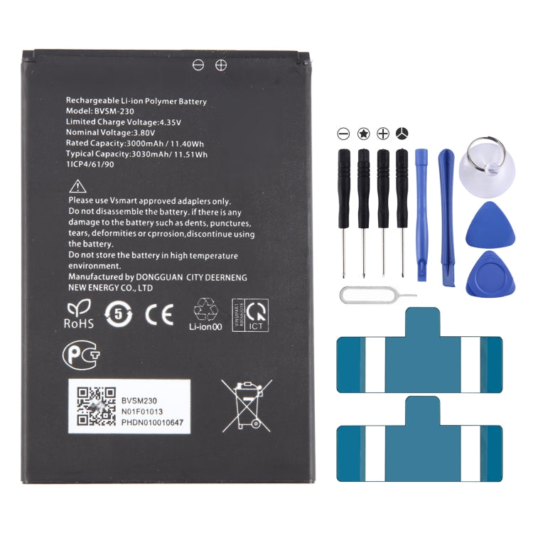 Sostituzione della batteria, For VSMART BVSM-420 4450mAh, For VSMART BVSM-330 3520mAh, For VSMART BVSM-620 4000mAh, For VSMART BVSM-340 3500mAh, For Vsmart joy 3 plus BVSM-430 5000mAh, For VSMART BVSM-220 2550mAh, For VSMART BVSM-230 BVSM230 3000mAh