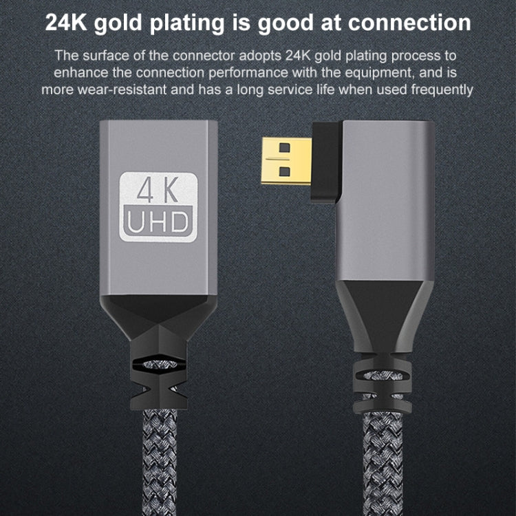 Cavo di collegamento da micro HDMI maschio a gomito a HDMI femmina 4K UHD 18 Gbps, 20cm
