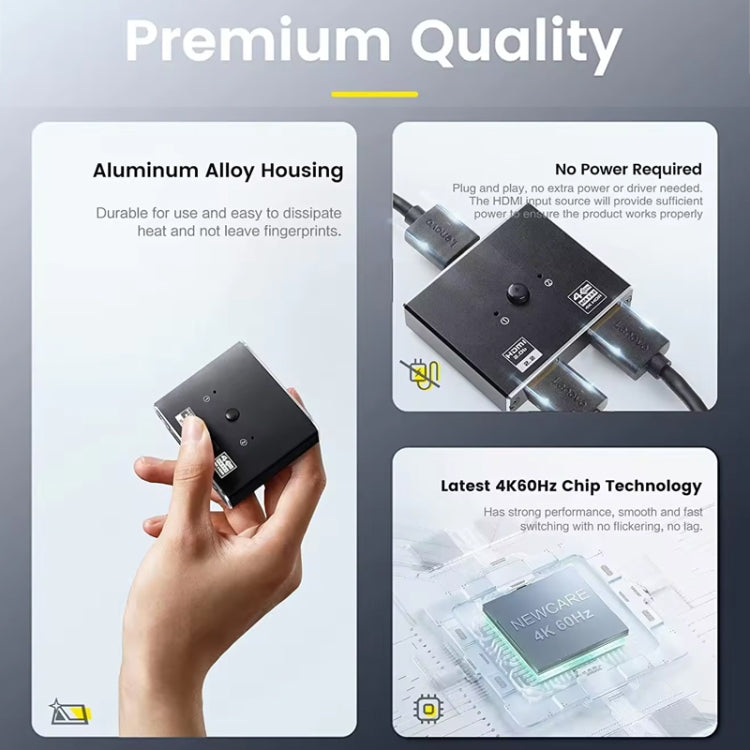 Switcher HDMI bidirezionale OZ 4K 60Hz 2 in 1 uscita, 4K 60Hz