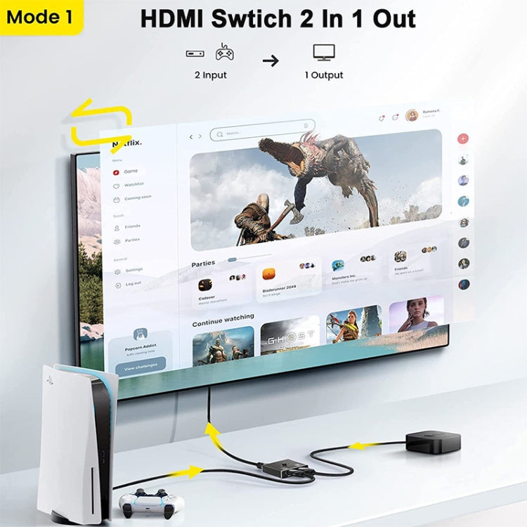 Switcher HDMI bidirezionale OZ 8K 60Hz 2 in 1 uscita, 8K 60Hz