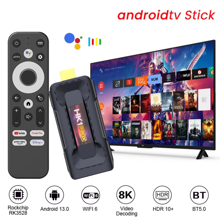 Chiavetta TV Bluetooth HK1 RBOX D8 RK3528 Android 13.0 Quad Core 8K HD Wifi6, 2GB+16GB, 4GB+32GB