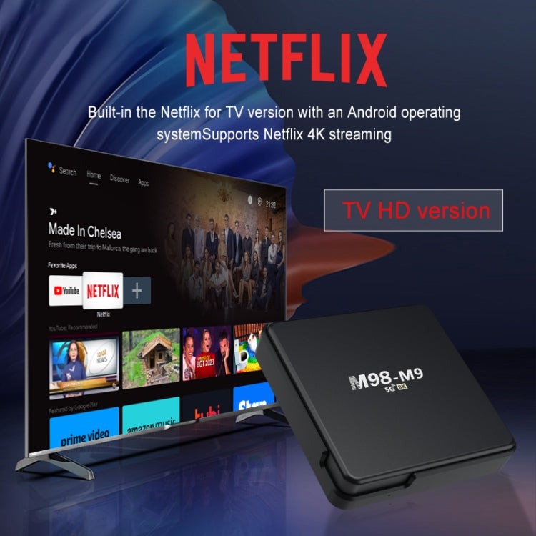 TV Box Android M98-M9 quad-core ARM Cortex-A53 WiFi Bluetooth 4K HD, 2GB+8GB