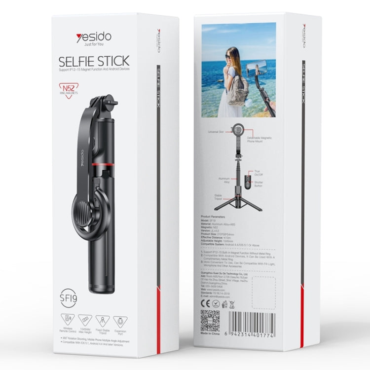 Yesido SF19 Bastone per selfie con telecomando Bluetooth, treppiede magnetico per telefono cellulare, SF19