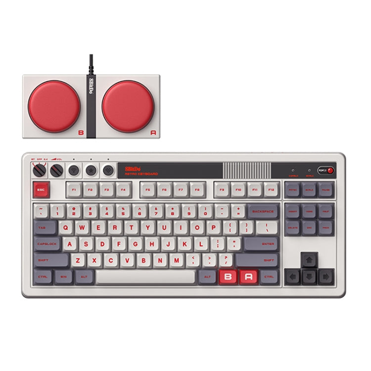 Tastiera meccanica tri-mode Bluetooth wireless retrò 8Bitdo, Red Keyboard, Grey Keyboard