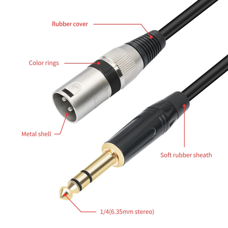 TC145BK55 Cavo per microfono maschio da 6,35 mm 1/4 TRS a XLR maschio a 3 pin, 1m, 2m, 3m, 5m, 10m
