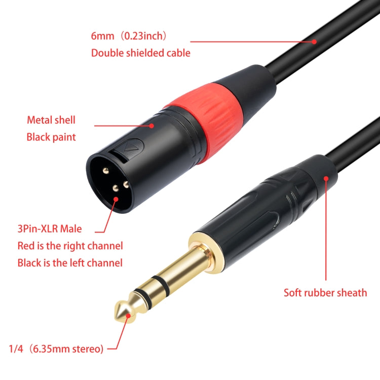 TC145YXK108RE-10 Cavo audio da 6,35 mm 1/4 TRS maschio a doppio XLR maschio, 1m, 2m, 3m