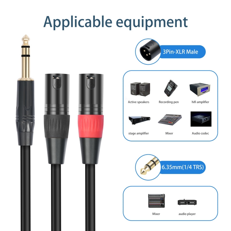 TC145YXK108RE-10 Cavo audio da 6,35 mm 1/4 TRS maschio a doppio XLR maschio, 1m, 2m, 3m