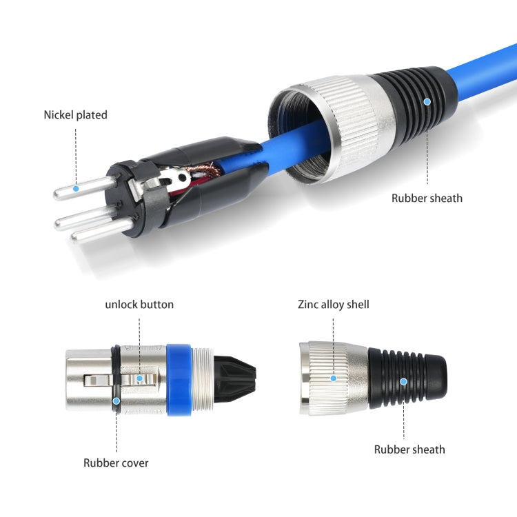 Cavo audio XLR 3 pin maschio-femmina da 10 pezzi/set, lunghezza: 1 m