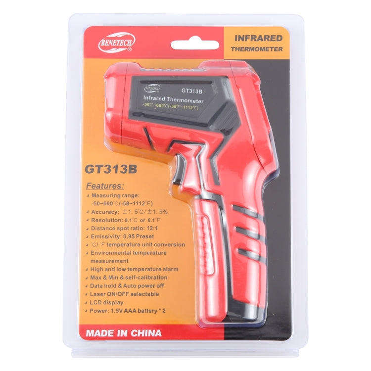 Termometro a infrarossi con display LCD BENETECH GT313B, batteria non inclusa, GT313B