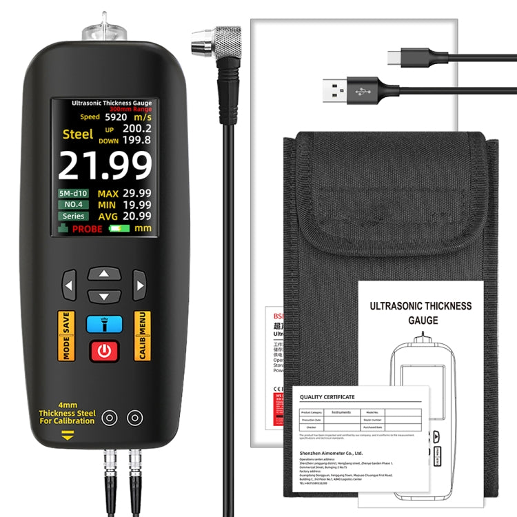 BSIDE T7 Misuratore di spessore ad ultrasuoni con schermo a colori TFT da 2,8 pollici, T7