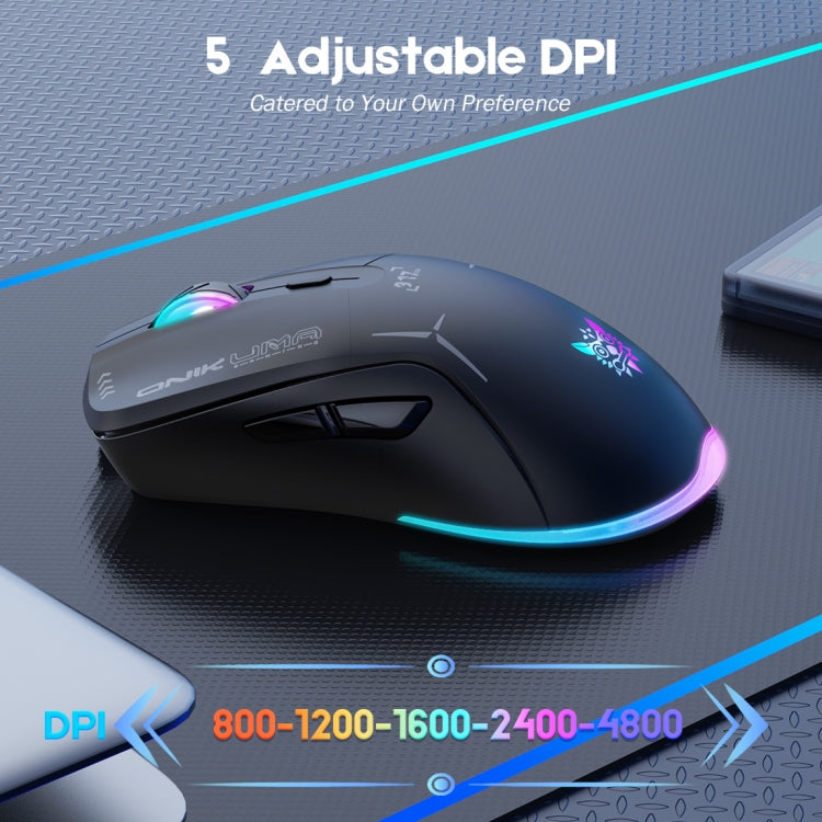 Mouse cablato + wireless 2,4 GHz ONIKUMA CW917 RGB 4800 DPI a doppia modalità, CW917 (Black), CW917 (White)