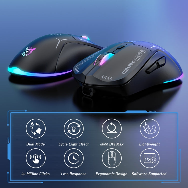 Mouse cablato + wireless 2,4 GHz ONIKUMA CW917 RGB 4800 DPI a doppia modalità, CW917 (Black), CW917 (White)