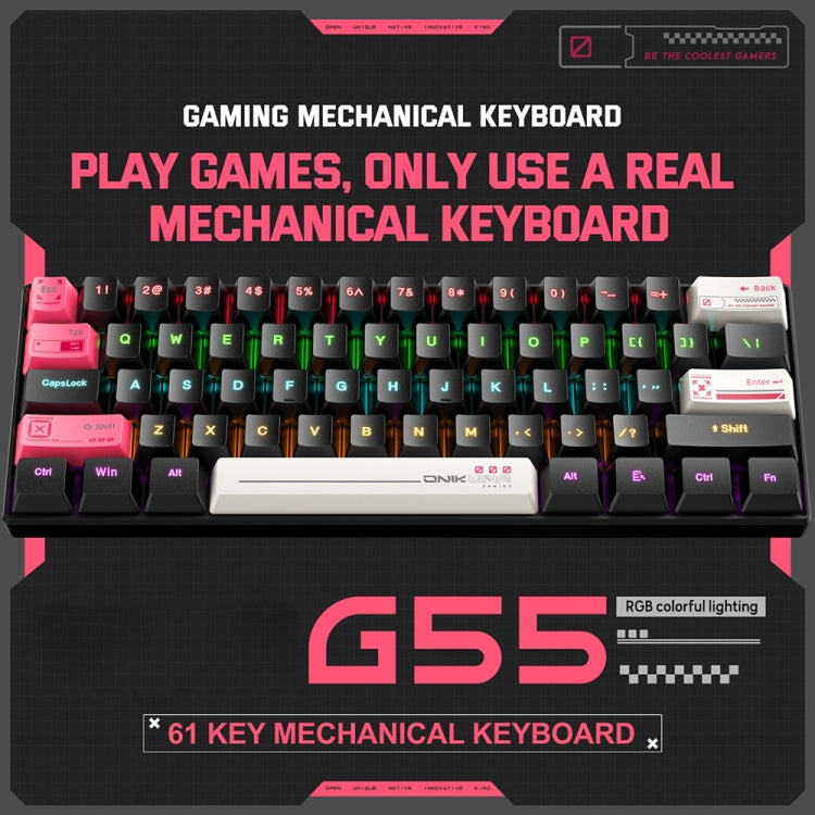 Tastiera meccanica da gioco cablata ONIKUMA G55 61 tasti RGB con illuminazione colorata, G55