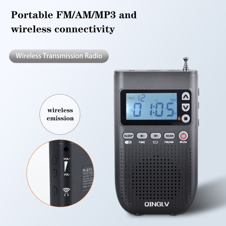 QINGLV QL-518 Trasmettitore radio Bluetooth portatile Supporto FM / AM / MP3