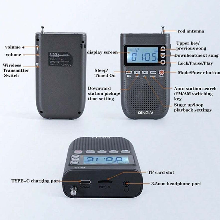 QINGLV QL-518 Trasmettitore radio Bluetooth portatile Supporto FM / AM / MP3