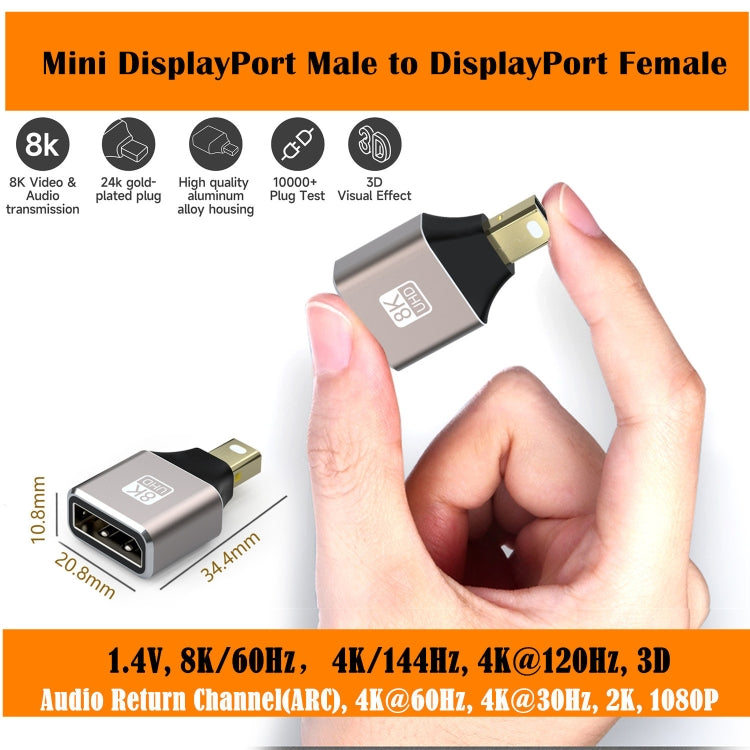 Convertitore adattatore DP da Displayport maschio a Mini Displayport femmina 8K 60Hz, Male Displayport to Female Mini Displayport