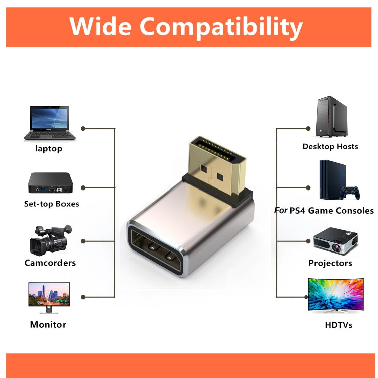 Convertitore adattatore Displayport maschio a Displayport femmina 8K 60Hz PD1.4, Up, Down, Left, Right
