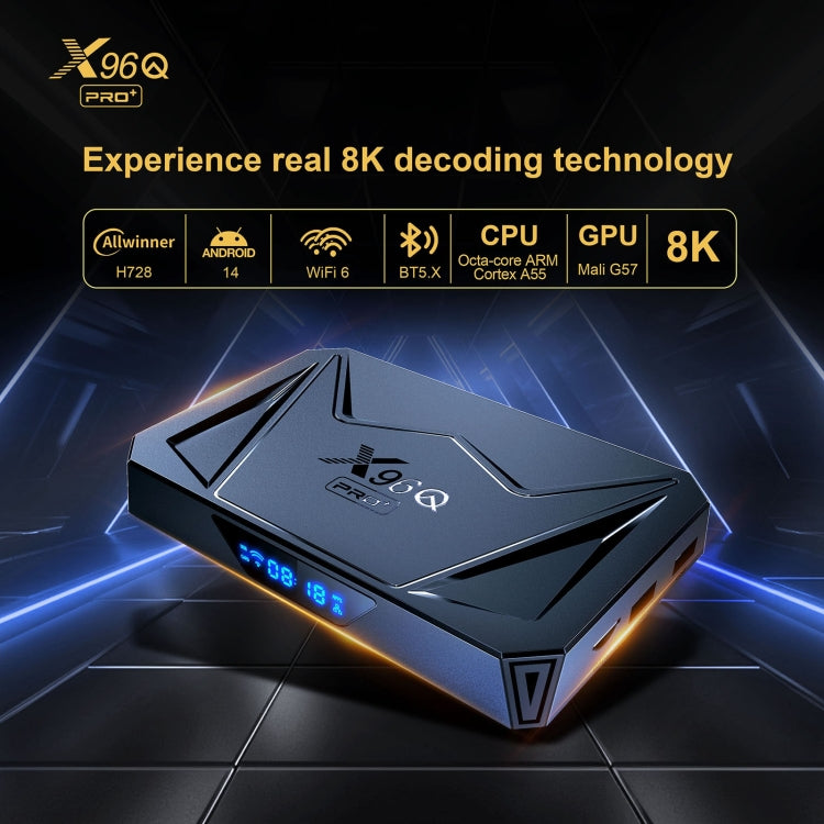 X96Q Pro+ Cortex-A55 Android 14 CPU octa-core 4K HD Internet Set-top Box, 2GB+16GB, 4GB+32GB