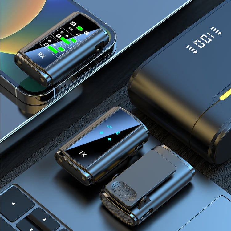 Microfono wireless J28 2 in 1 Lavalier Smart Noise Reduction con vano di ricarica, Type-C, 8 Pin