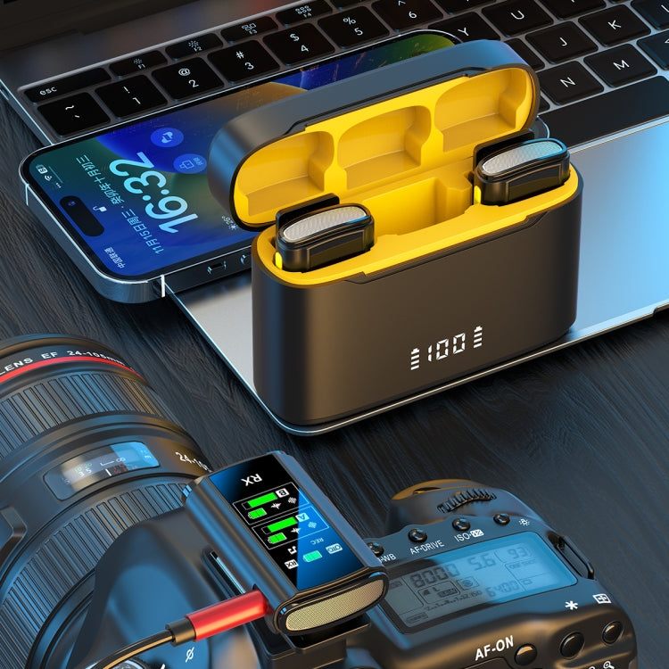 Microfono wireless J28 2 in 1 Lavalier Smart Noise Reduction con vano di ricarica, Type-C, 8 Pin