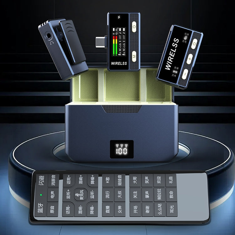 Microfono wireless Lavalier SX66 2 in 1 con scatola di ricarica digitale/telecomando