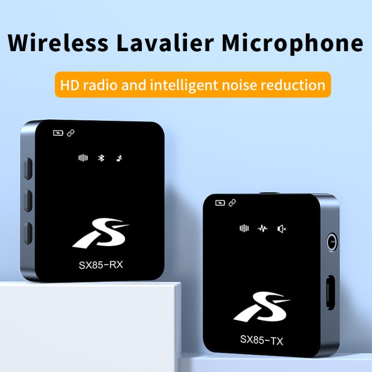 Microfono wireless Lavalier SX85 2 in 1 quadrato con riduzione intelligente del rumore, Type-C, 8 Pin