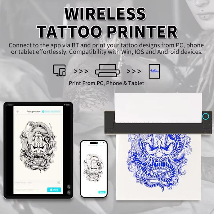 A41 203DPI Stampante per tatuaggi portatile Stampante termica Bluetooth HD per ufficio e studio