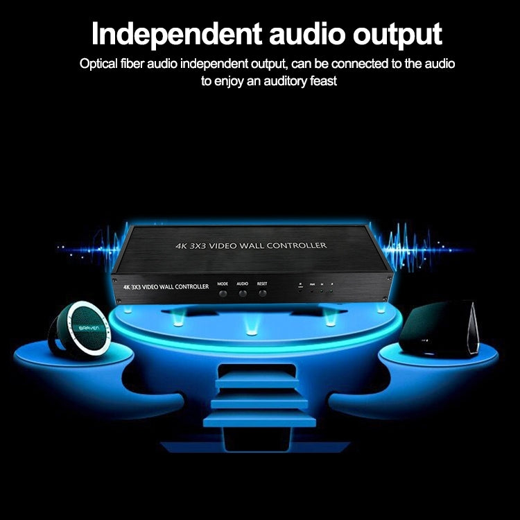 NK-BT88 4K 3x3 HDMI Video Wall Controller Processore di giunzione multischermo con telecomando, UK Plug, US Plug