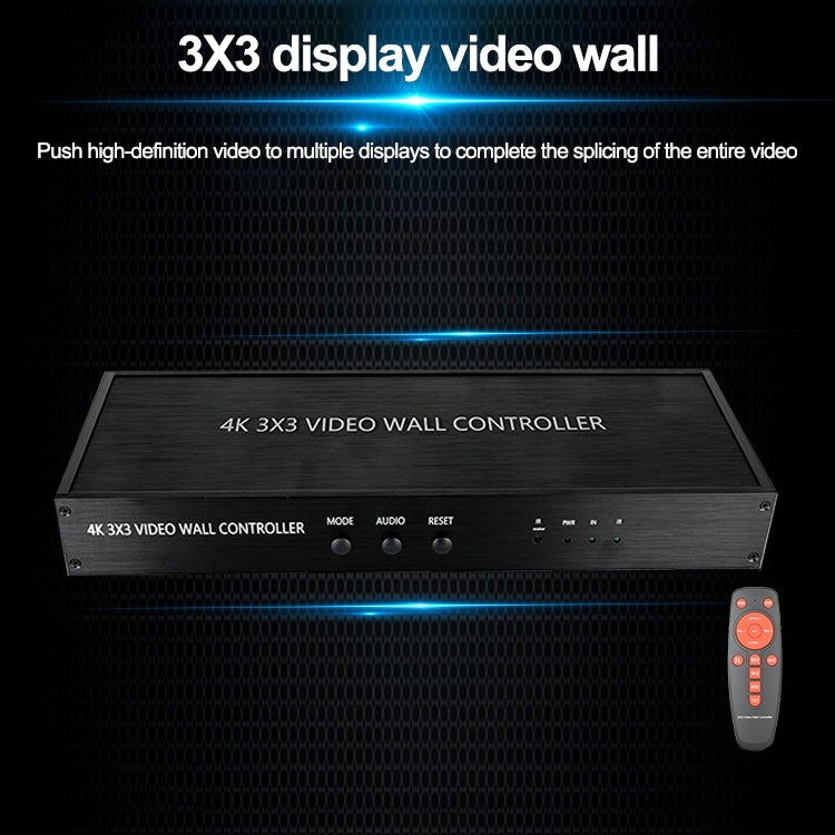 NK-BT88 4K 3x3 HDMI Video Wall Controller Processore di giunzione multischermo con telecomando, UK Plug, US Plug