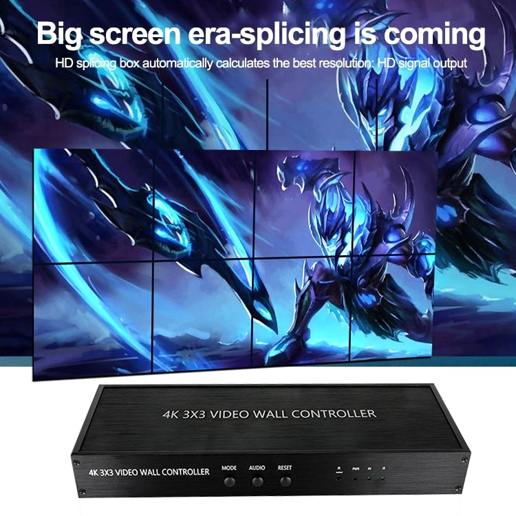 NK-BT88 4K 3x3 HDMI Video Wall Controller Processore di giunzione multischermo con telecomando, UK Plug, US Plug