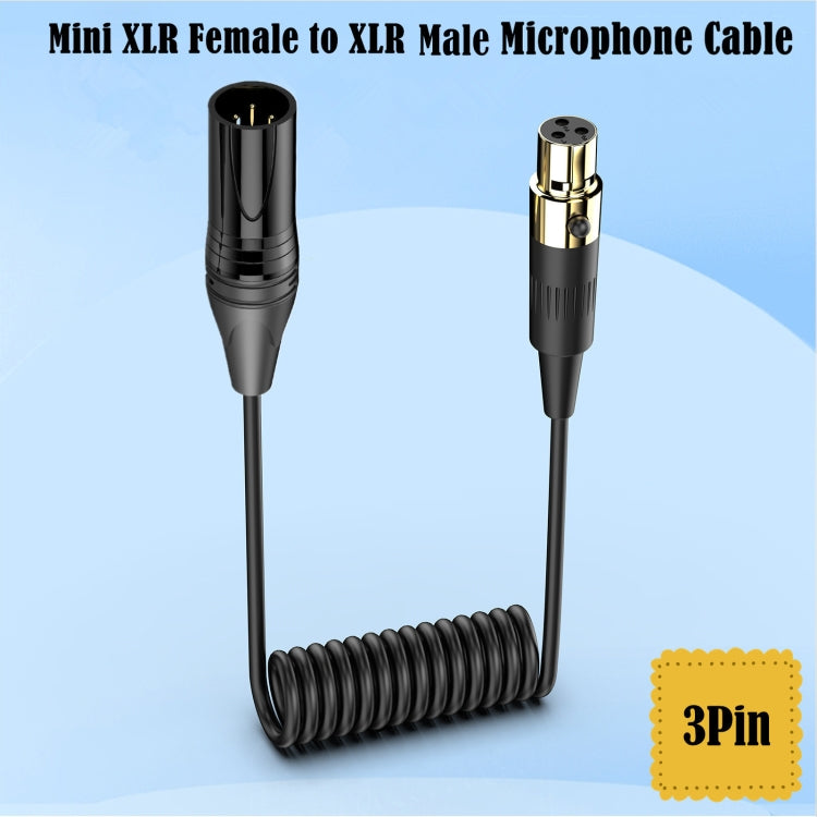 Cavo audio a spirale per mini microfono mixer audio, lunghezza: 0,5 m, Mini XLR Female to XLR Male, Mini XLR Female to XLR Female