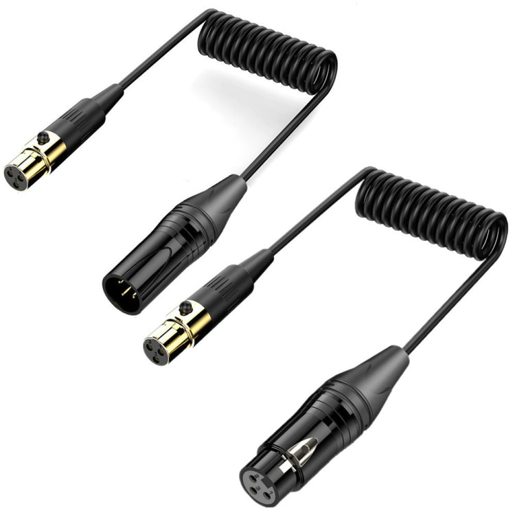 Cavo audio a spirale per mini microfono mixer audio, lunghezza: 0,5 m, Mini XLR Female to XLR Male, Mini XLR Female to XLR Female