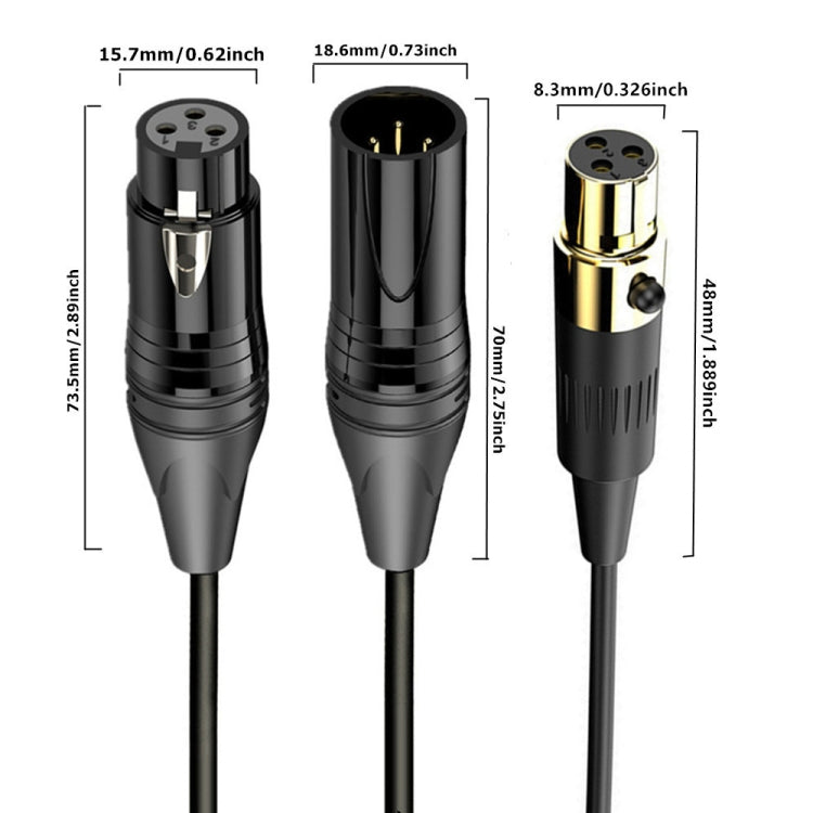 Cavo audio a spirale per mini microfono mixer audio, lunghezza: 0,5 m, Mini XLR Female to XLR Male, Mini XLR Female to XLR Female