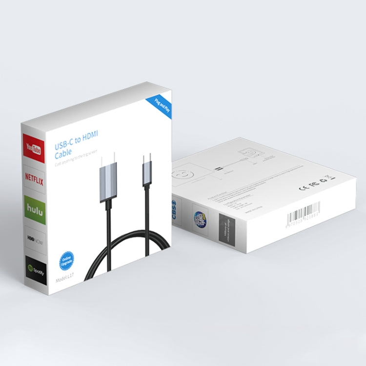 Cavo di conversione USB-C/Type-C a HDMI L17 Cavo adattatore per schermo HD, L17 Type-C to HDMI