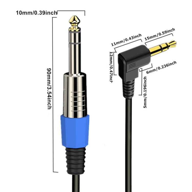 Cavo audio a spirale per altoparlante per chitarra da 6,35 mm, lunghezza: 0,5 m, 6.5mm to 3.5mm Elbow