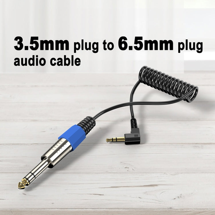 Cavo audio a spirale per altoparlante per chitarra da 6,35 mm, lunghezza: 0,5 m, 6.5mm to 3.5mm Elbow