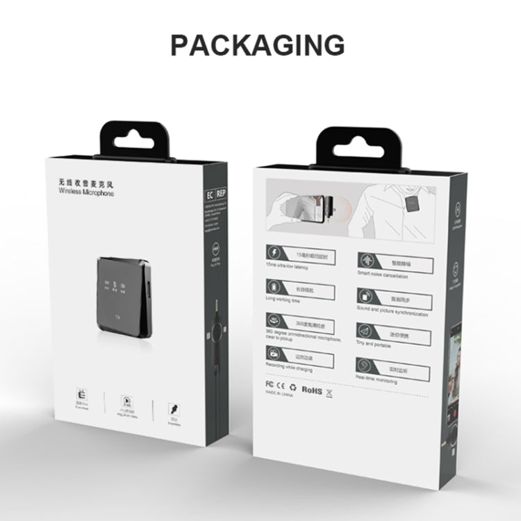 AP009 Microfono Lavalier wireless da uno a due con ricevitore 3 in 1, One to Two
