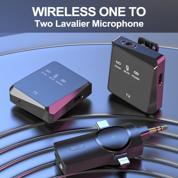 AP009 Microfono Lavalier wireless da uno a due con ricevitore 3 in 1, One to Two
