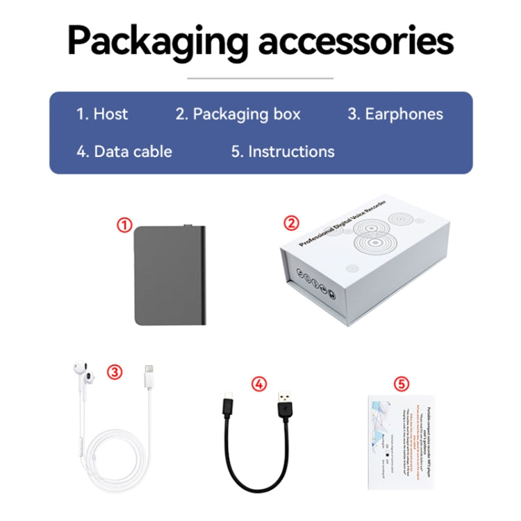 Penna di registrazione vocale Q61A Ultra-sottile con riduzione del rumore HD Supporto controllo APP, 8GB, 16GB, 32GB, 64GB, 128GB