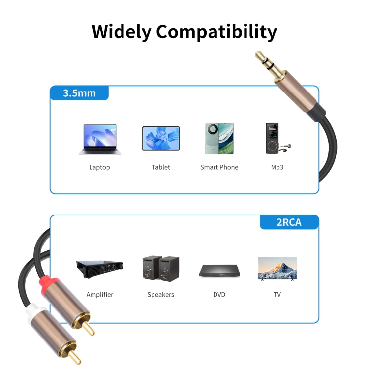 Connettore amplificatore per cavo audio da 3,5 mm maschio a 2 RCA maschio, 1m, 2m, 3m