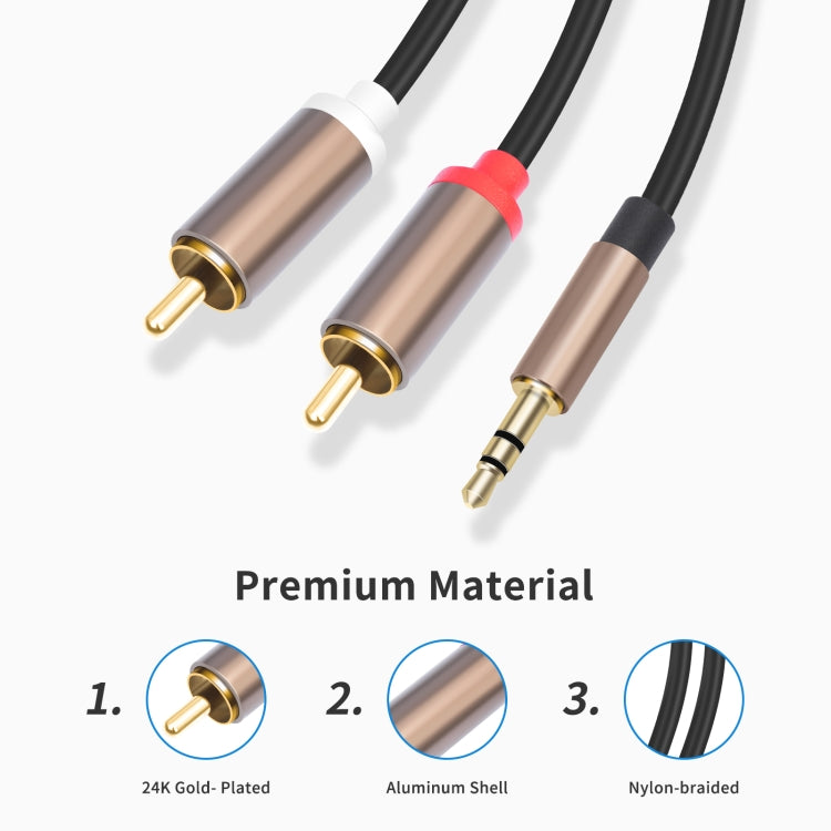Connettore amplificatore per cavo audio da 3,5 mm maschio a 2 RCA maschio, 1m, 2m, 3m