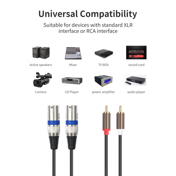 Cavo audio da 2 RCA maschio a 2 XLR 3 pin maschio, 1.5m, 3m
