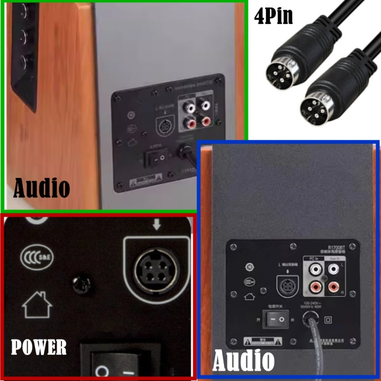 Cavo adattatore audio di alimentazione CA/CC MD DIN 4 pin maschio-maschio, 0.5m, 1m, 1.5m, 3m, 5m