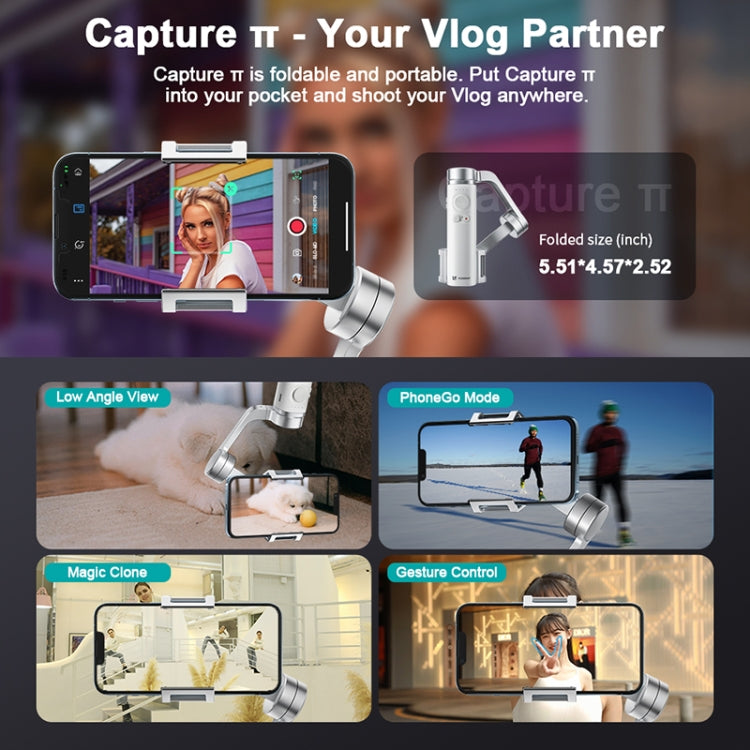 FUNSNAP Capture π Braccio in lega di alluminio Gimbal per telefono portatile a 3 assi, Capture π Basic, Capture π Combo