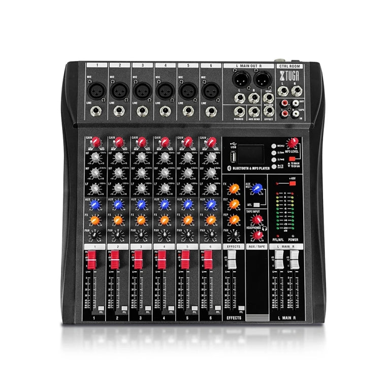 XTUGA CT60X Mixer audio a 6 canali, console di mixaggio per DJ con alimentazione a 48 V, CT60X