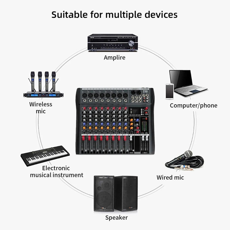 XTUGA CT80X Mixer audio a 8 canali, console di missaggio per DJ con alimentazione a 48 V, CT80X