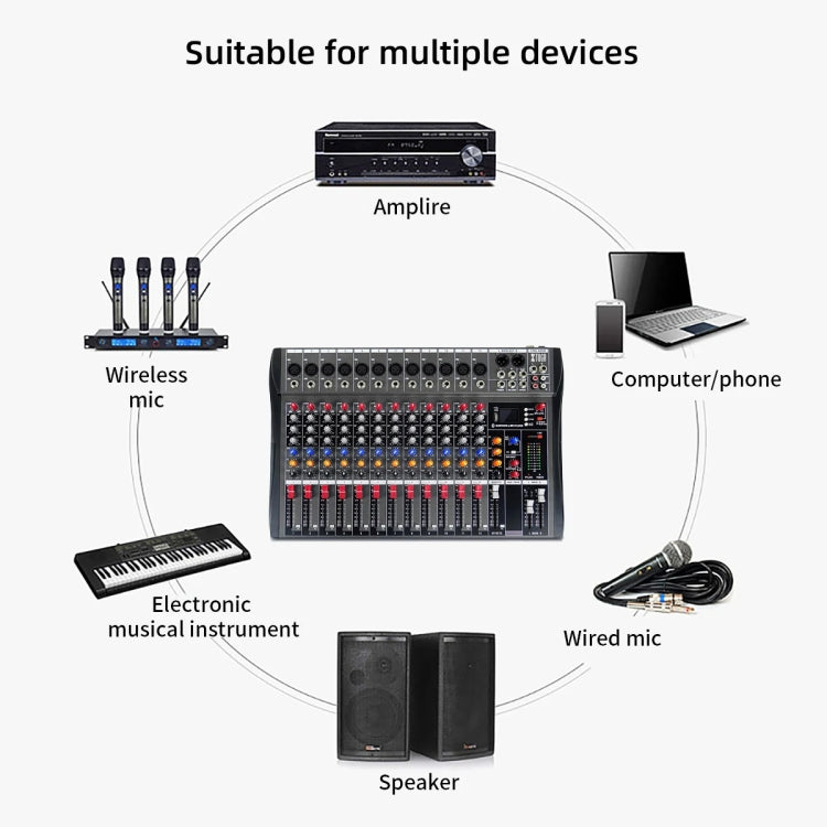XTUGA CT120X Mixer audio a 12 canali, console di missaggio per DJ con alimentazione a 48 V, CT120X