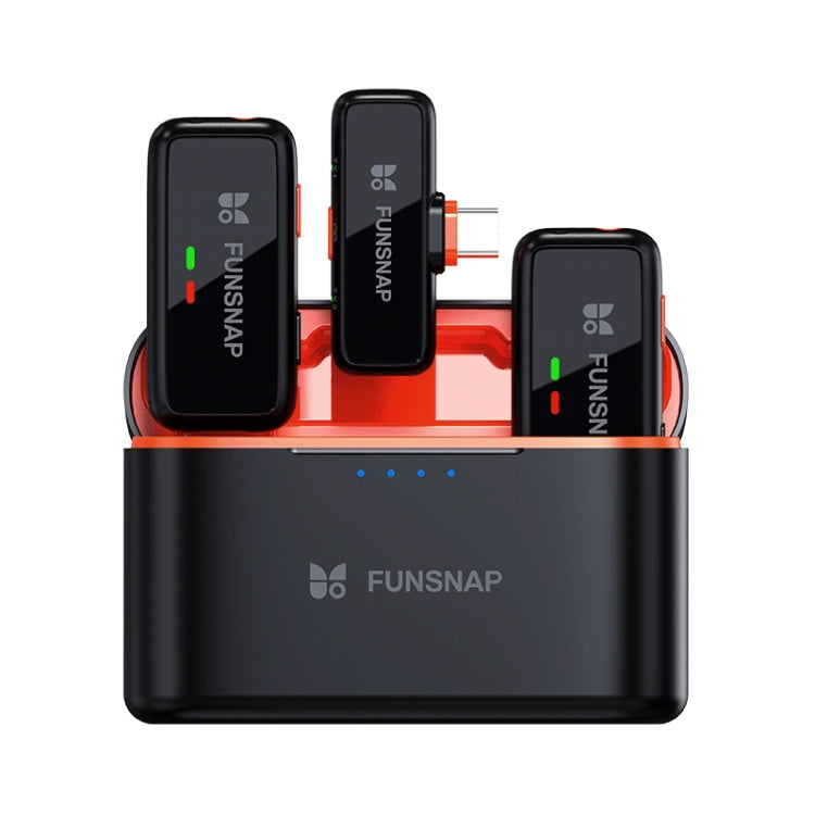 Microfono wireless Lavalier FUNSNAP S6, 2 RX + 2 TX with Charging Case, Type-C RX + 2 TX with Charging Case, 8 Pin RX + 2 TX with Charging Case, Type-C RX + 1 TX, 8 Pin RX + 1 TX
