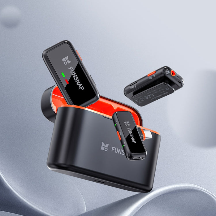 Microfono wireless Lavalier FUNSNAP S6, 2 RX + 2 TX with Charging Case, Type-C RX + 2 TX with Charging Case, 8 Pin RX + 2 TX with Charging Case, Type-C RX + 1 TX, 8 Pin RX + 1 TX